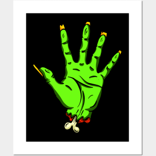 Zombie Undead Cut off Hand Hello Cartoon Posters and Art